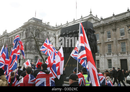 London, UK. Saturday 16th February 2013. Ulster loyalists march along Whitehall to show support for the Union flag    Credit:  Mario Mitsis / Alamy Live News Stock Photo