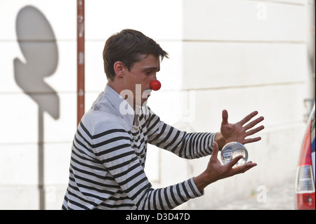 Mime artist performing on Montmartre street, Paris, France. Stock Photo