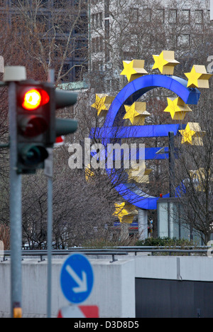 Frankfurt am Main, Germany, the Euro sign the ECB with a red light Stock Photo