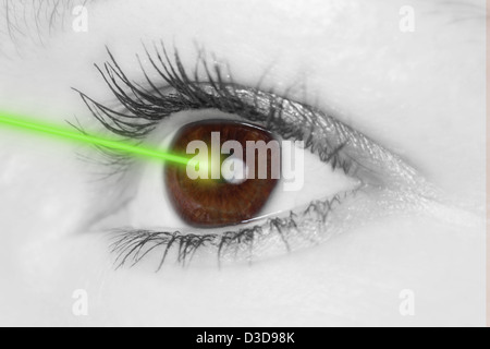 Eye with laser beam Stock Photo