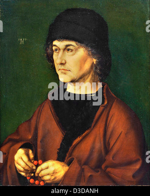 Albrecht Durer, Portrait of Durer's Father. 1490 Oil on panel. Uffizi, Florence. Stock Photo