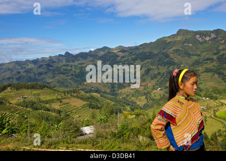 Vietnam, Lao Cai province. Flower Hmong minority, Stock Photo