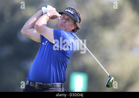 Feb. 14, 2013 - Pacific Palisades, California, U.S. - 02/13/13 Pacific Palisades, CA: Phil Mickelson during the first round of the Northern Trust Open held at Riviera Country Club. (Credit Image: © Michael Zito/Eclipse/ZUMAPRESS.com) Stock Photo