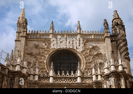 Architectural details of the 15-16th century Gothic Cathedral of Seville in Spain, Andalusia region. Stock Photo