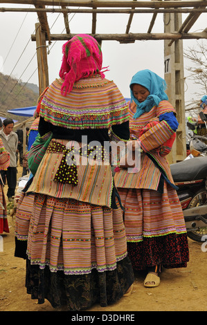Flower Hmong market in north Vietnam Stock Photo