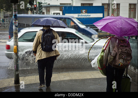 Berlin, Germany, rainy and wet at Rosenthaler Platz Stock Photo