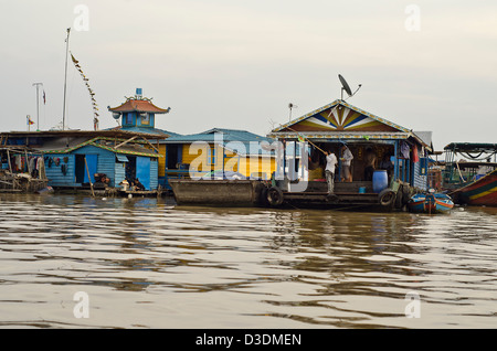 Kampong Luang  ,floating   village,on the western side of the Tonle Sap lake ,Pursat province,Cambodia. Stock Photo