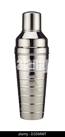 Metal cocktail shaker on white background Stock Photo