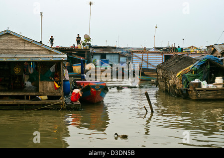 Kampong Luang  ,floating   village,on the western side of the Tonle Sap lake ,Pursat province,Cambodia. Stock Photo