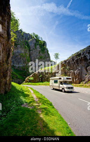 A motorhome in Cheddar Gorge, Somerset, England, UK Stock Photo