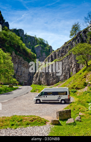 A motorhome in Cheddar Gorge, Somerset, England, UK Stock Photo