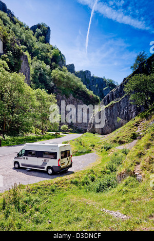 A motorhome in Cheddar Gorge, Somerset, England, UK Stock Photo