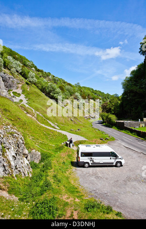 A motorhome in Cheddar Gorge, Somerset, England, UK Stock Photo