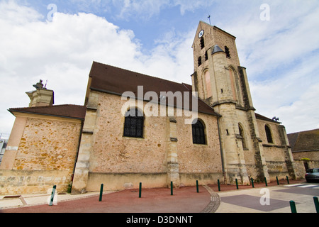 View of the wonderful church of Morangis village on the outskirts of Paris, France. Stock Photo