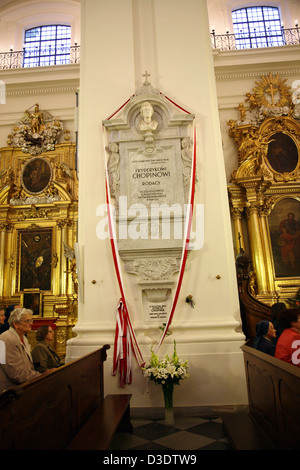 Warsaw, Poland, on the epitaph of Frederic Chopin in the Holy Cross Church, where his heart lies buried Stock Photo