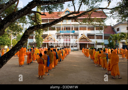Fang, Thailand, novices are lines in the morning before the temple school Stock Photo