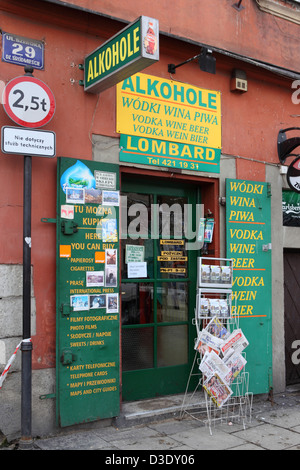 A shop selling alcohol in Kraków, Poland. Stock Photo