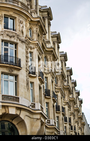 Close up section of the typical buildings of the streets of Paris, France. Stock Photo