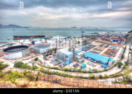 Oil tank industry scene, HDR image. Stock Photo