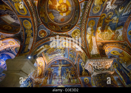 Well preserved frescoes of New Testament scenes in the Dark Church at Goreme Open Air Museum Cappadocia Turkey Stock Photo