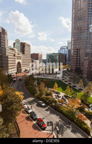 Skyscrapers in a city, Rose Kennedy Greenway, Boston Harbor Hotel, Boston, Massachusetts, USA Stock Photo