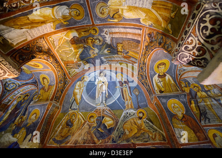 Byzantine frescoes of the life of Christ in the Dark Church christian monastery at Goreme Open Air Museum Cappadocia Turkey Stock Photo