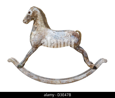 Antique Rocking Horse isolated on a white background Stock Photo