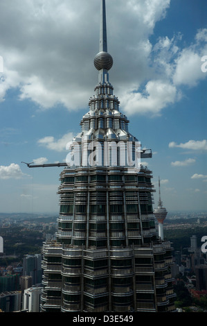 The top of one of the Petronas Towers, from the observation floor of the other one Stock Photo