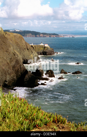 scenic view of point Bonita Lighthouse and san francisco bay Stock Photo
