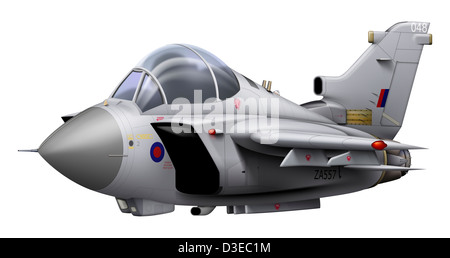 Cartoon illustration of a Royal Air Force Tornado airplane. Stock Photo