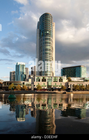 Melbourne's Crown Casino reflections in the Yarra River Melbourne Victoria Australia Stock Photo