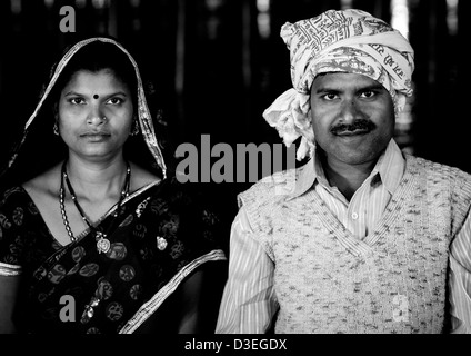 Pilgrims Couple At Maha Kumbh Mela, Allahabad, India Stock Photo