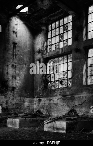 Abandoned factory. Windows Stock Photo
