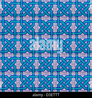 A seamless background image of islamic patterned ceramic tiles for your design purposes. Stock Photo