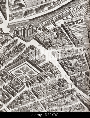 Fragment of the Turgot Map of Paris, France, showing La Porte Saint-Antoine, the great entrance to the east of Paris. Stock Photo