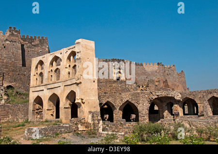 Golkonda Fort ruined city capital of ancient Kingdom of Golkonda 1518–1687 Hyderabad India Andhra Pradesh Stock Photo