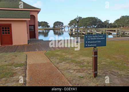 Directional sign on the grounds of Currituck Heritage Park near Corolla, North Carolina Stock Photo