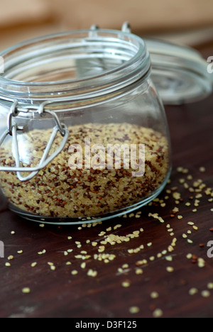 A jar of Bulgar wheat and Quinoa Stock Photo