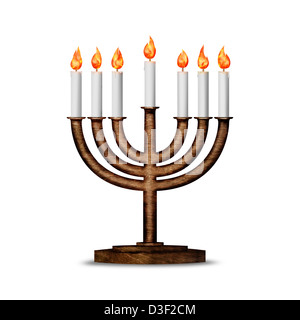 Hanukkah candles all candle lite on the traditional Hanukkah menorah  Stock Photo