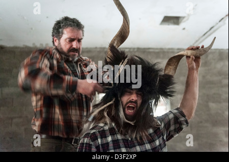 Carnival of Bielsa, one of the most traditional carnival in the Pyrenees, Aragon, Spain. Stock Photo