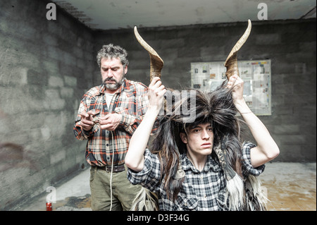 Carnival of Bielsa, one of the most traditional carnival in the Pyrenees, Aragon, Spain. Stock Photo