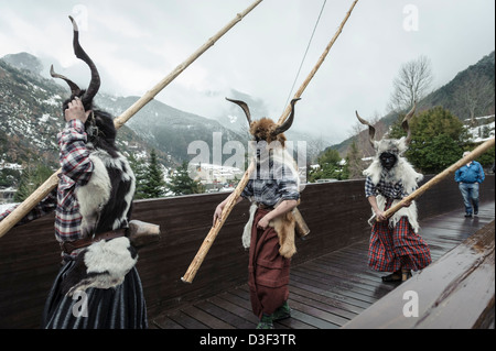 Carnival of Bielsa, one of the most traditional carnival in the Pyrenees, Aragon, Spain. Stock Photo