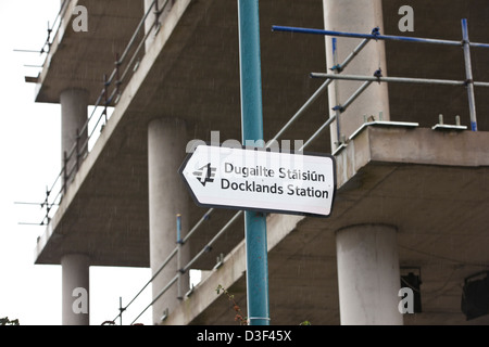 Abandoned premises of the planned new headquarters of Anglo Irish Bank at Spencer Dock, Dublin, Ireland. Stock Photo