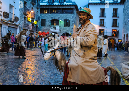 Carnival of Bielsa, one of the most traditional carnival in the Pyrenees, Aragon, Spain. Stock Photo