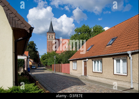 Baruth / Mark, Germany, the church street with church of St Sebastian Stock Photo