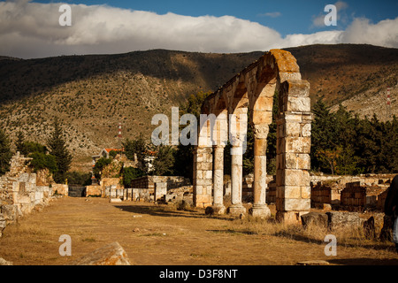 Ruins of the Umayyad city of Ayn Gerrha dating from the 8th century AD in Anjar, Beqaa valley, Lebanon. World Heritage site. Stock Photo