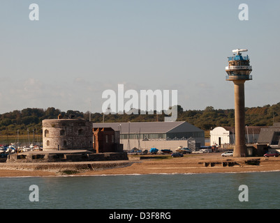 Calshot Castle and Coastwatch Tower Calshot Spit Hampshire England UK Stock Photo