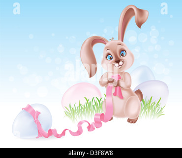 Cute Easter Bunny at the Egg hunt Stock Photo