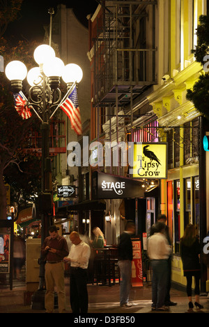 Nightlife in the Gaslamp Quarter, San Diego, California, USA Stock Photo