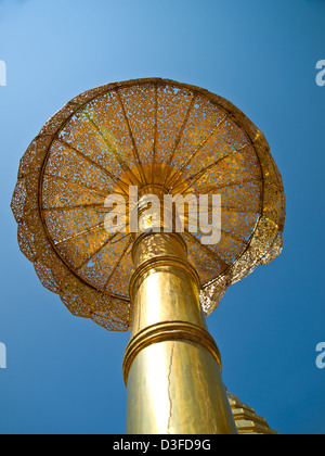 Golden umbrella, Wat Phrathat Doi Suthep temple in Chiang Mai, Thailand. Stock Photo